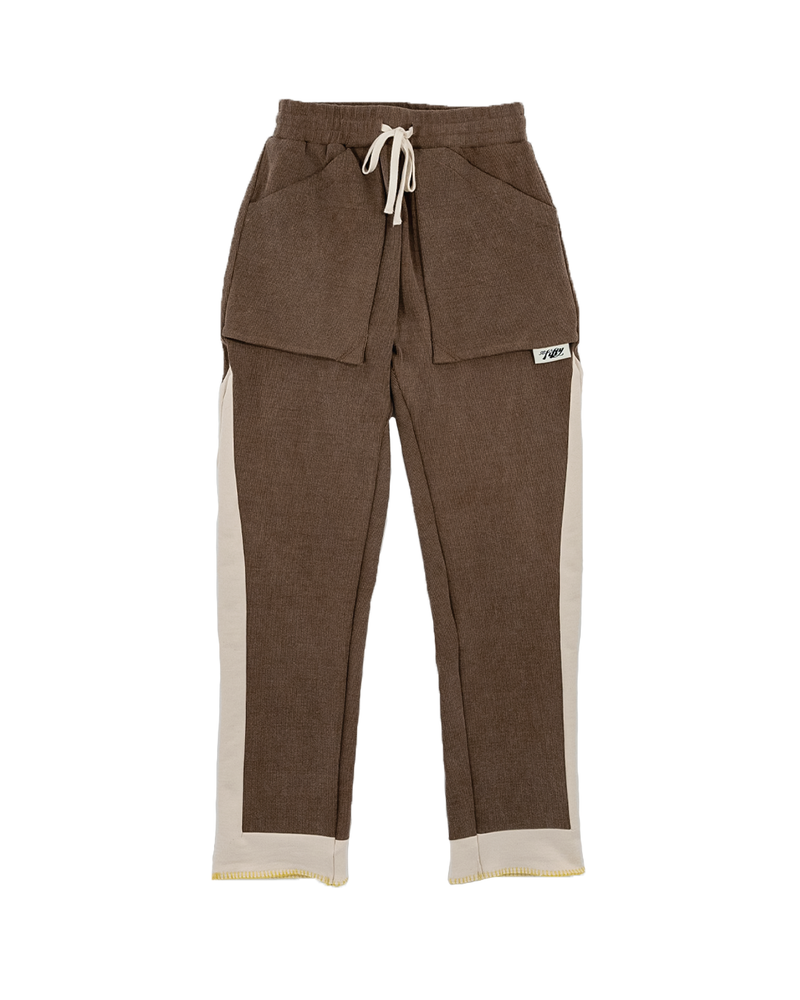 Joggers Brown Ribbed Panel-Meet Up Paris