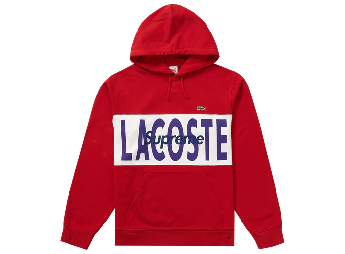 Supreme LACOSTE Logo Panel Hooded Sweatshirt Red-Meet Up Paris